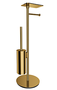 Omnires Modern Project Stojak na papier i szczotkę toaletową z półką złoty szczotkowany