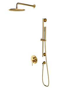 Omnires Y system prysznicowy podtynkowy, 2-wyjściowy złoty szczotkowany