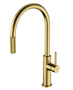 Omnires SWITCH  |  bateria kuchenna z wyciąganą wylewką do zest. filtr. złoty szczotkowany