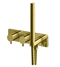 Kohlman Axel Bateria wannowa 2 wyjścia wody z termostatem złoto szczotkowane