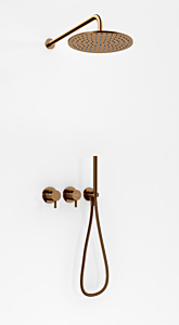 Kohlman Axel Zestaw natryskowy podtynkowy z deszczownią 25 cm miedź szczotkowana