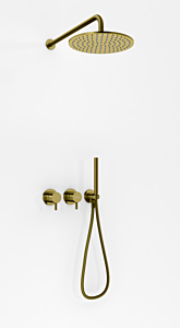 Kohlman Axel Zestaw natryskowy podtynkowy z deszczownią 30 cm złoto szczotkowane