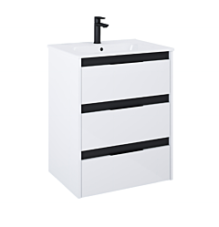 Roca Alpine Szafka łazienkowa 60 cm z 3 szufladami biały poł/czarny