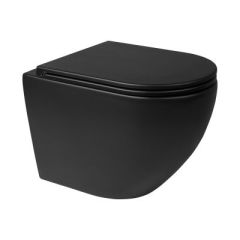 Oltens Hamnes miska WC wisząca PureRim z powłoką SmartClean z deską wolnoopadającą czarny mat