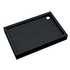Schedline Brodzik akrylowy zintegrowany z nośnikiem Stabilsound Plus oraz obudową akrylową przeciągniętą do podłogi Favory Plus Black Stone 90x120x16 cm, prostokątny