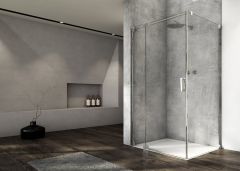 SanSwiss Cadura Kabina prysznicowa drzwi lewe ze ścianką 75Lx75 cm profil srebrny połysk