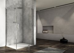 Ronal - Sanswiss Cadura Kabina prysznicowa drzwi prawe ze ścianką 75Px75 cm profil srebrny połysk