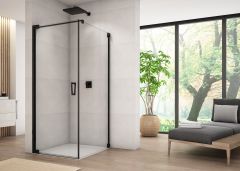 Ronal - Sanswiss Cadura Kabina prysznicowa drzwi lewe ze ścianką 70Lx75 cm profil czarny mat