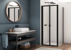 Ronal - Sanswiss DIVERA Kabina prysznicowa drzwi przesuwno-składane ze ścianką boczną 100x140 cm profil czarny mat