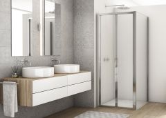 Ronal - Sanswiss DIVERA Kabina prysznicowa drzwi przesuwno-składane ze ścianką boczną 80x80 cm profil srebrny połysk