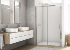 SanSwiss DIVERA Drzwi prysznicowe dwuczęściowe 140 cm (136-142 cm) profil srebrny połysk