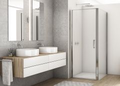 SanSwiss DIVERA Kabina prysznicowa drzwi jednoczęściowe ze ścianką boczną 90x90 cm profil srebrny połysk
