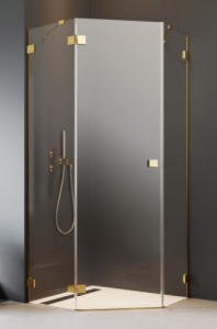 Radaway Essenza Pro PTJ Kabina pięciokątna drzwi lewe 100x100 cm profil złoty