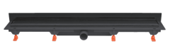 JomoTech Exclusive Wall 40 Odpływ liniowy przyścienny 650 mm/maskownica 2-stronna Flis czarny mat