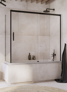 Radaway Idea Black PN DWJ+S Parawan nawannowy drzwi prawe+ścianki 140+75 cm profil czarny