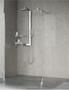 Novellini Kali H+HA Ścianka prysznicowa wolnostojąca 90 cm (87-90 cm) + 37 cm profil srebrny