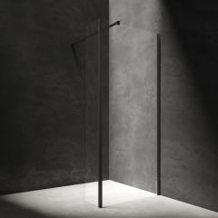 Omnires Marina Kabina walk-in ze ścianką boczną 120x30 cm czarna 