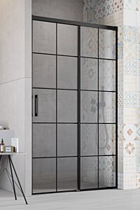 Radaway Idea Black DWJ Factory Drzwi prysznicowe prawe 135 cm (133,7-136,2 cm) profil czarny