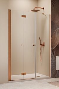 Radaway DWS B drzwi do wnęki 150 cm (drzwi 95 cm + ścianka 55 cm) Miedź szczotkowana szkło 6 mm, Drzwi Lewe