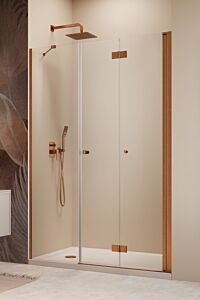 Radaway DWS B drzwi do wnęki 150 cm (drzwi 95 cm + ścianka 55 cm) Miedź szczotkowana szkło 6 mm, Drzwi Prawe