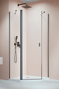 Radaway Nes PTJ Kabina pięciokątna asymetryczna 100 x 90 cm GunMetal Drzwi Lewe na długiej ściance