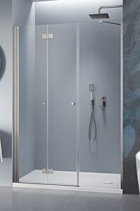 Radaway DWS B drzwi do wnęki 150 cm (drzwi 95 cm + ścianka 55 cm) Nikiel szczotkowany szkło 6 mm, Drzwi Lewe