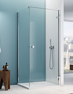 RONAL ANNEA Drzwi PRAWE jednoczęściowe z profilem przyściennym + ścianka boczna 90x90 cm srebrny połysk