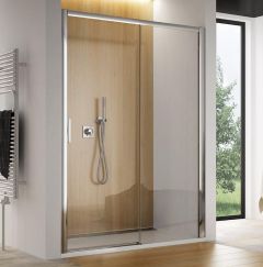 Drzwi do wnęki prysznicowej, przesuwne Top Line TLS2D1200107 firmy SanSwiss, profil srebrny mat.