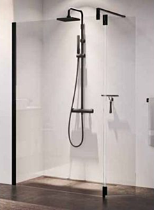 Novellini Kali H+HA Ścianka prysznicowa wolnostojąca 120 cm (117-120 cm) + 37 cm czarny mat