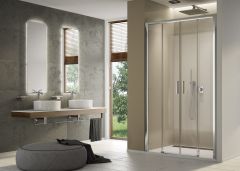 SanSwiss Top Line S Drzwi prysznicowe czteroczęściowe 120 cm (117,5-122,5 cm) profil biały