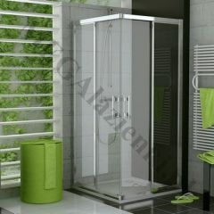 Narożna kabina prysznicowa z drzwiami rozsuwanymi, profil srebrny połysk. Top Line TOPAC10005007 firmy SanSwiss.