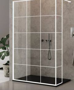 New Trendy NEW MODUS WHITE Kabina walk-in 120 cm ze ścianką 30 cm z kratką, biała