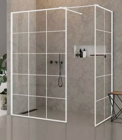 New Trendy NEW MODUS WHITE Kabina walk-in 120x90 cm szkło 8 mm, biała z kratką